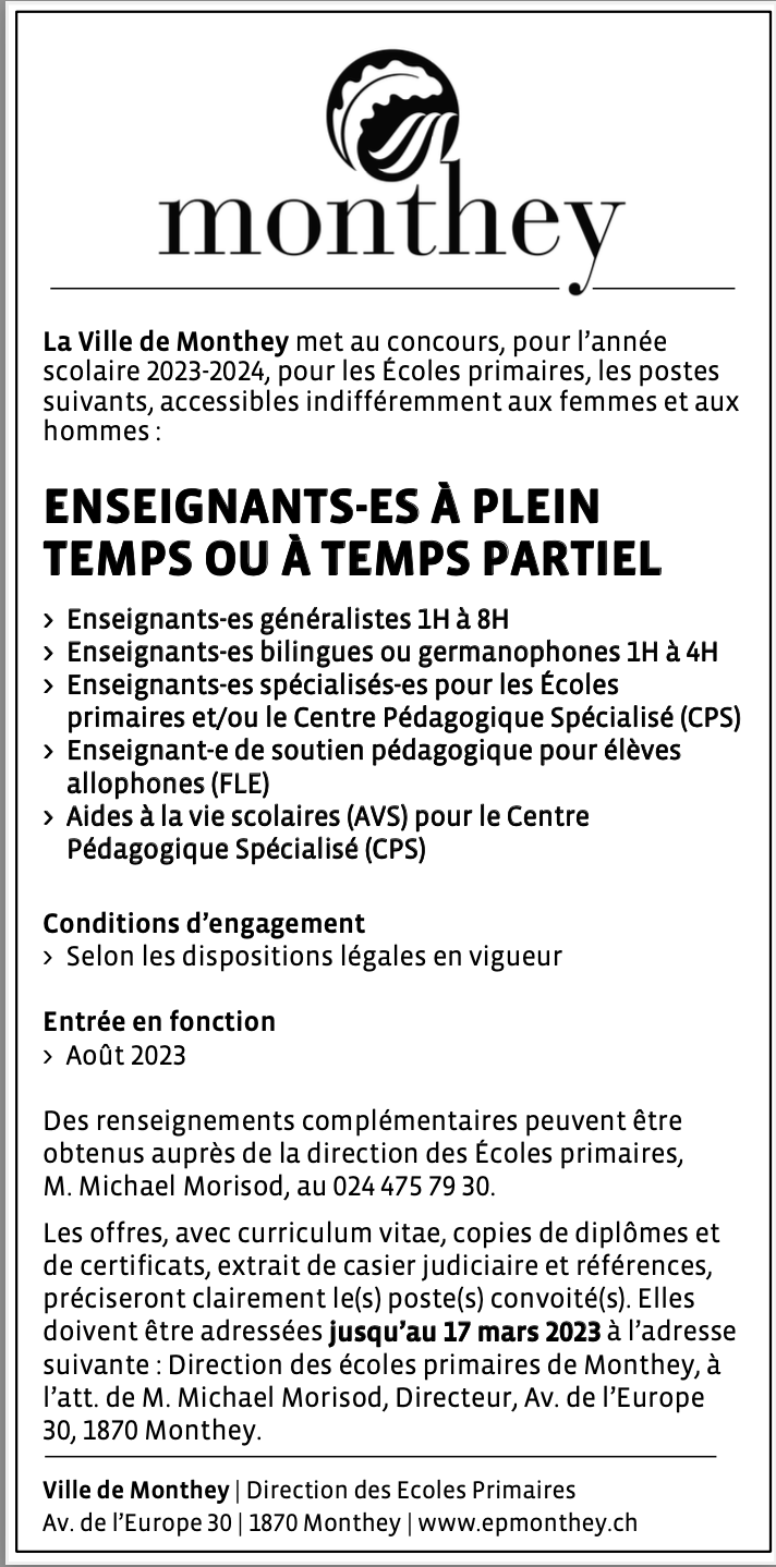 Annonce Enseignants EP 20232024