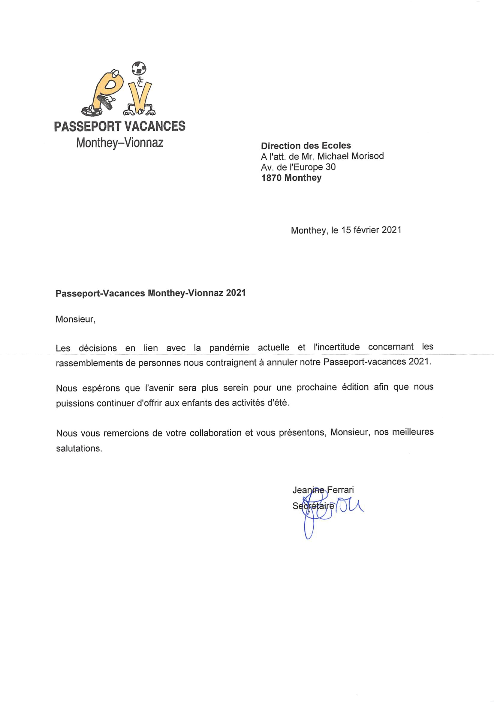 Passeport Vacances Monthey Vionnaz 2021